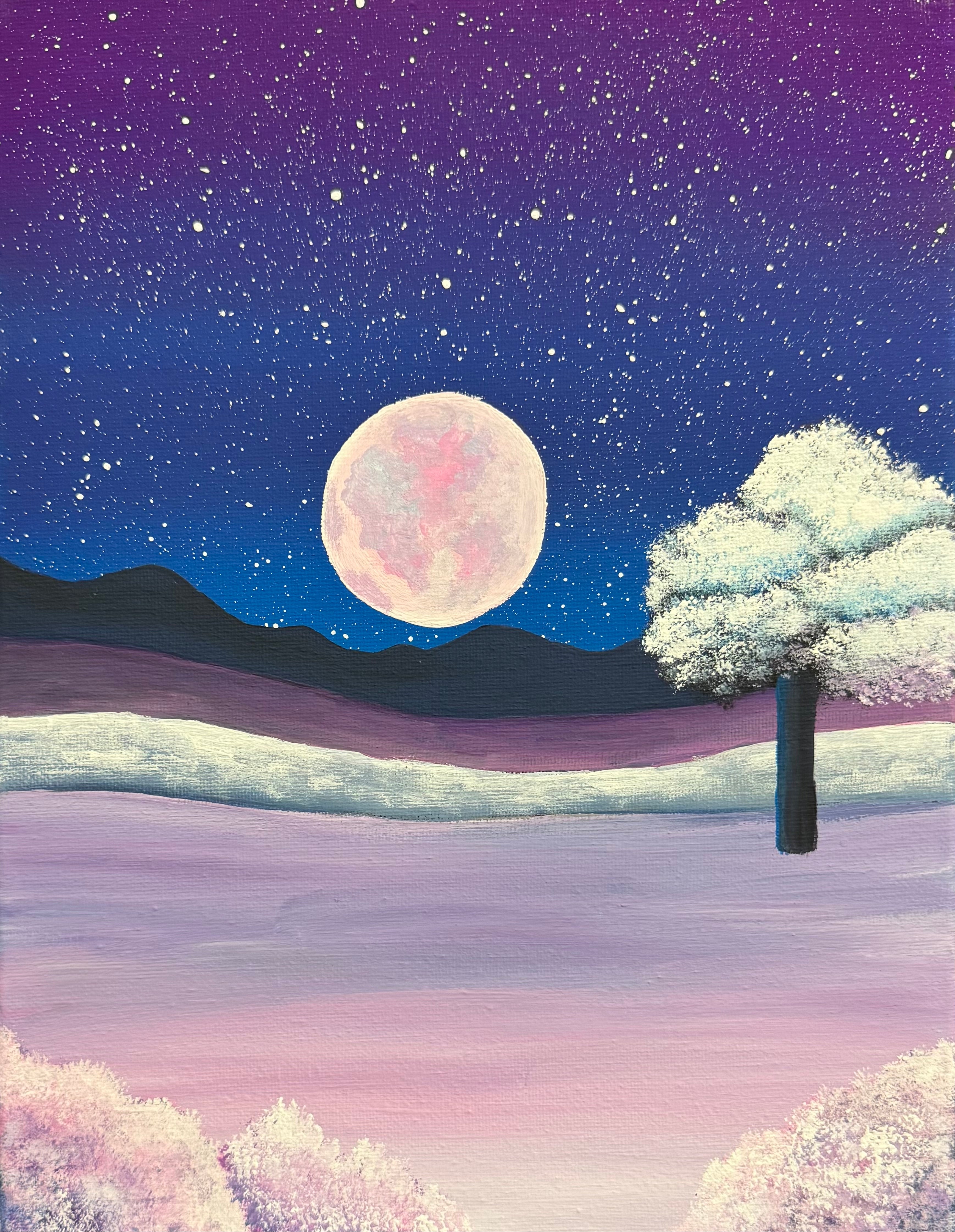 MIRCRE8S "HAZY SNOW PINK MOON" (9in x 12in)