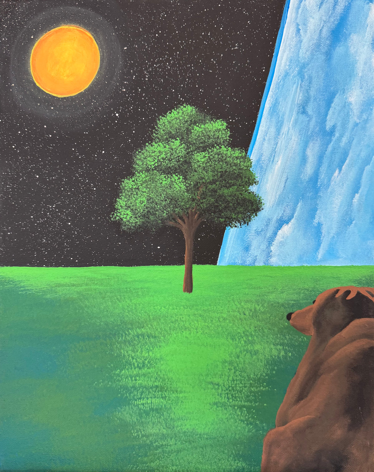 MIRCRE8S 1 of 1 Collection " Oneness is Life" Bear Reflects, Bear Loves, Bear CRE8s Peace. (11in x 14in)
