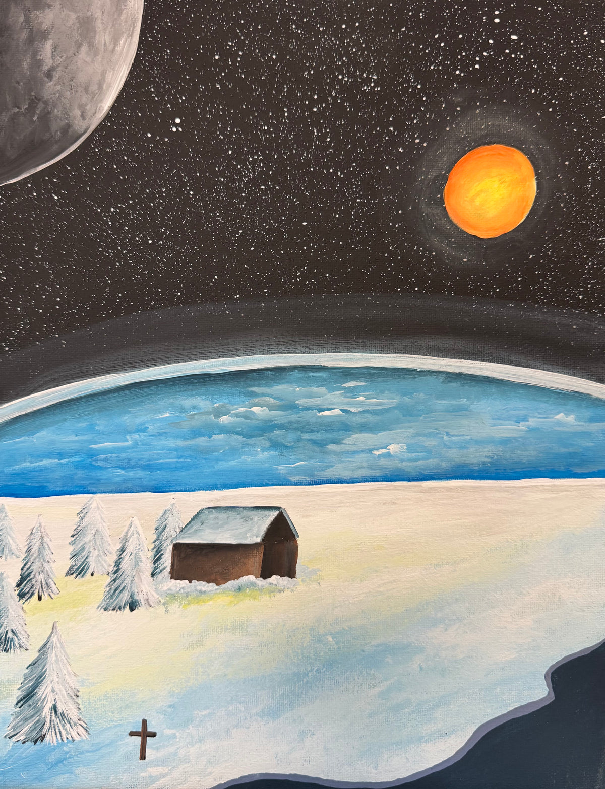 MIRCRE8S 1 of 1 Collection "Oneness is Life" Frozen Peace By The River (11in x 14in)